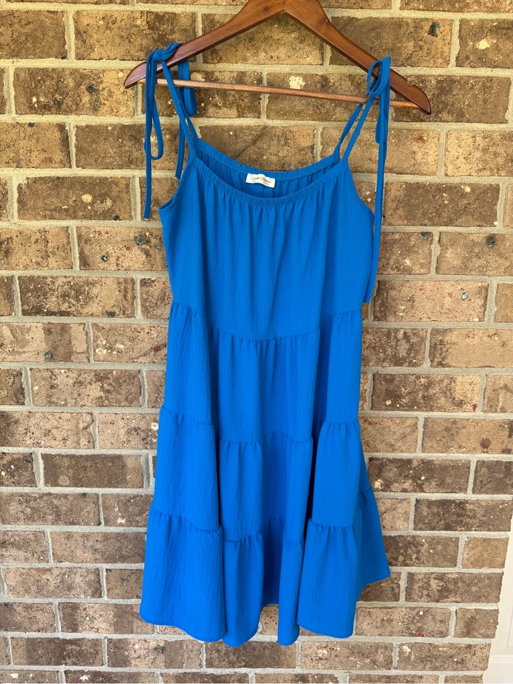 Carole Christian Tiered Tie Strap Dress Blue Size Small Made in USA